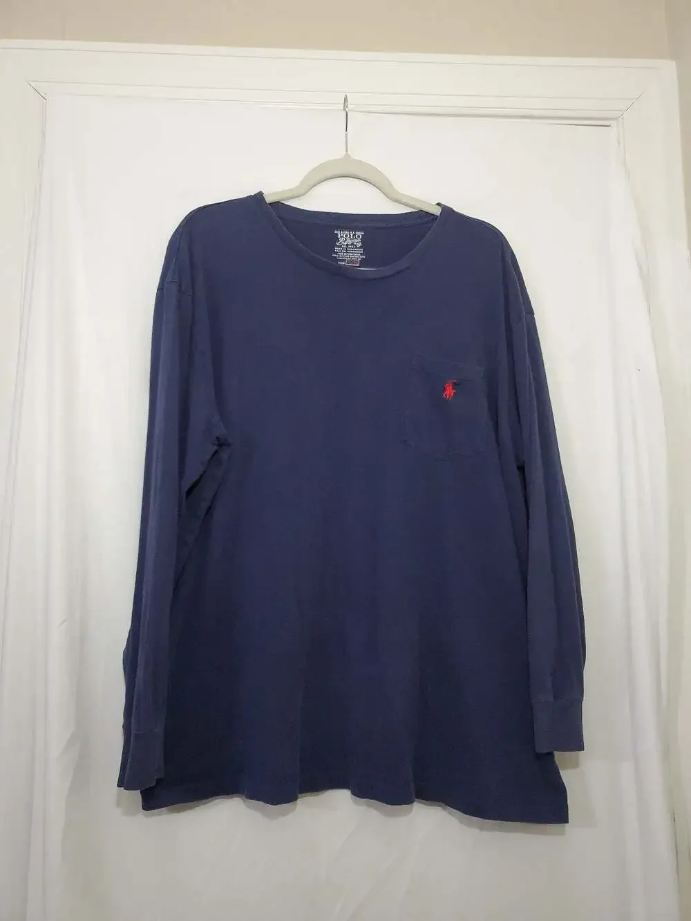 Polo Ralph Lauren Long Sleeve Pocket T-Shirt Navy Blue Size XL